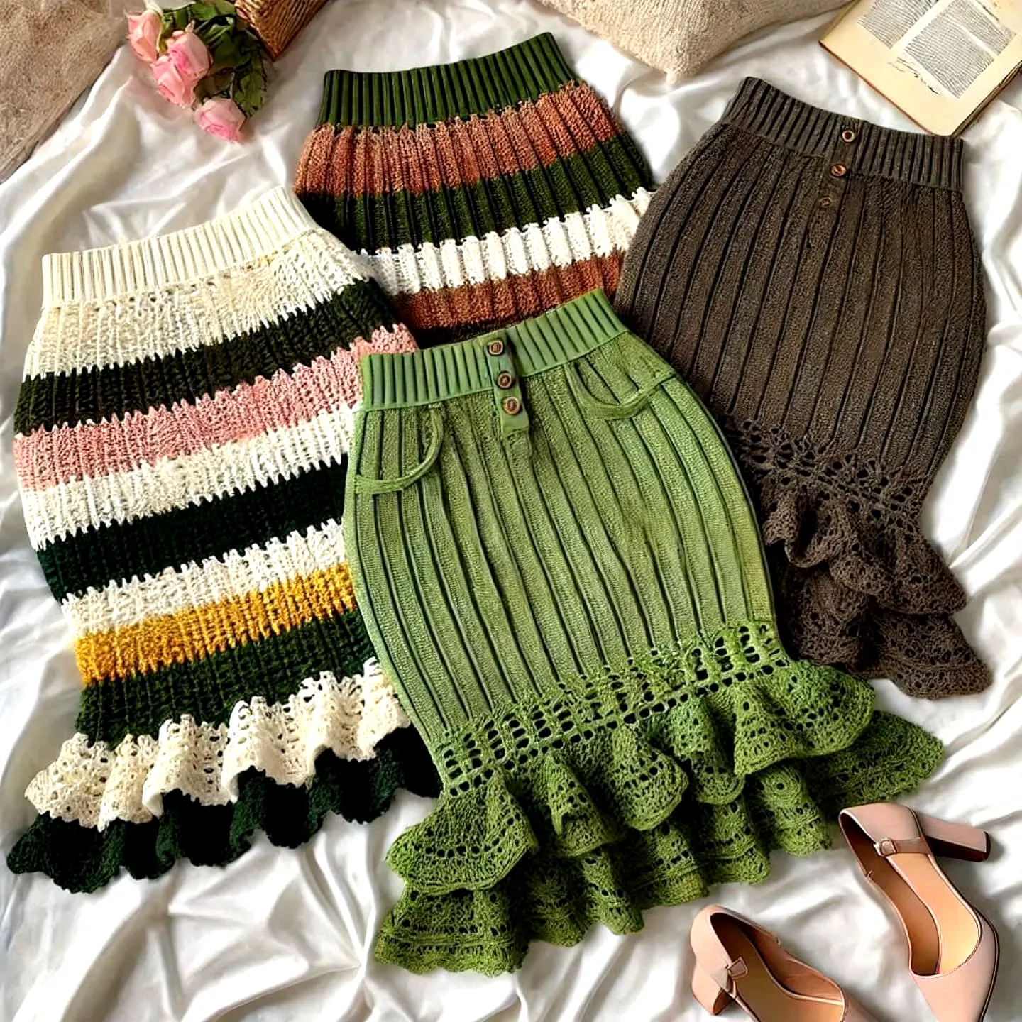 Chic Green Crochet Skirt Collection with Stylish Patterns and Comfortable Fabrics