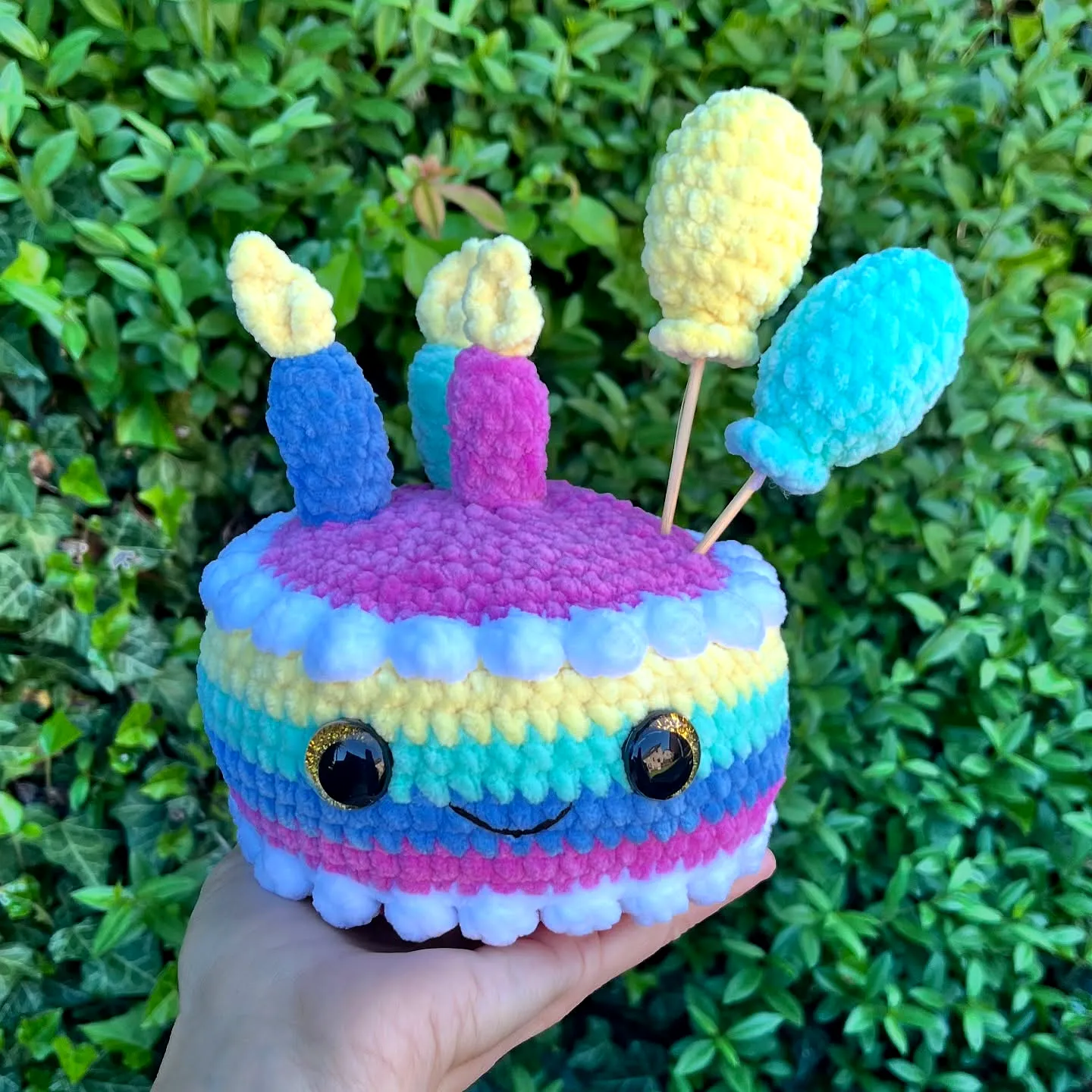 Adorable Colorful Crochet Cake Plush Toy