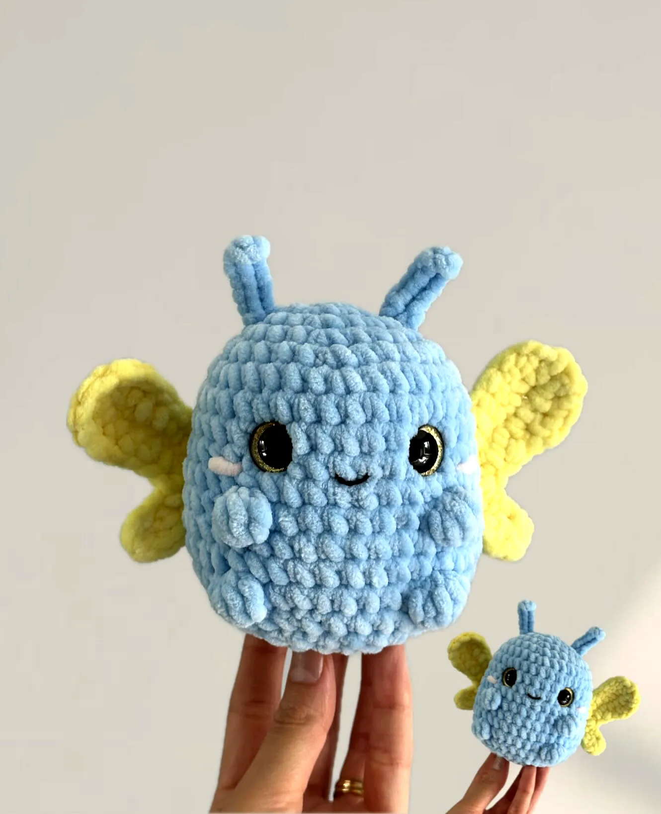 Adorable Crochet Amigurumi Bug in Cheerful Blue and Yellow