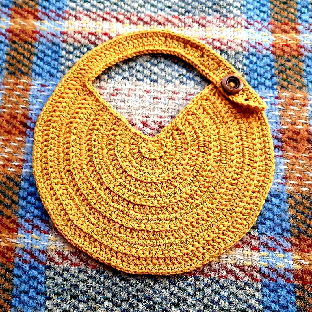 Adorable Crochet Baby Bib in Bright Yellow with Button Closure