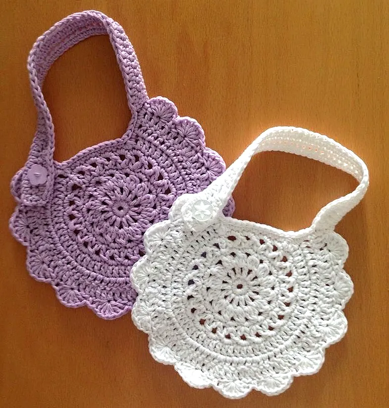 Adorable Crochet Baby Bib in Lavender with Scalloped Design
