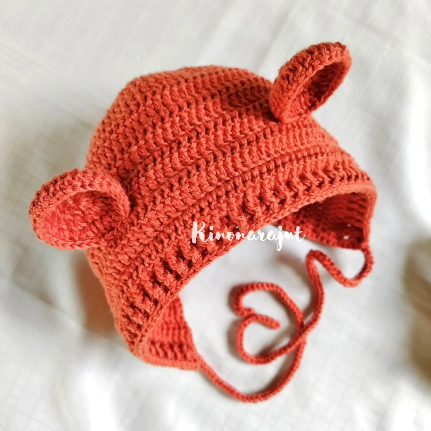 Adorable Crochet Baby Bonnet in Earthy Tone with Bear Ears