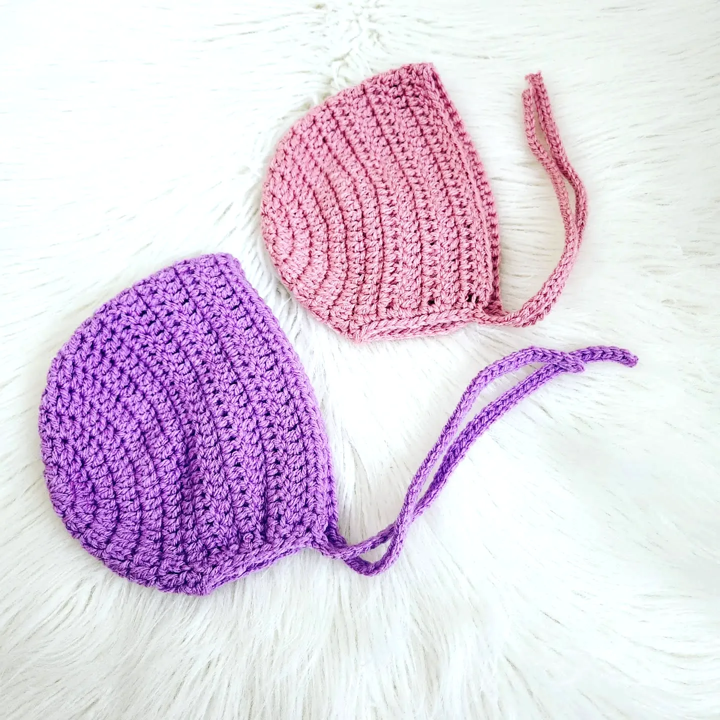 Adorable Crochet Baby Bonnet in Pink and Purple