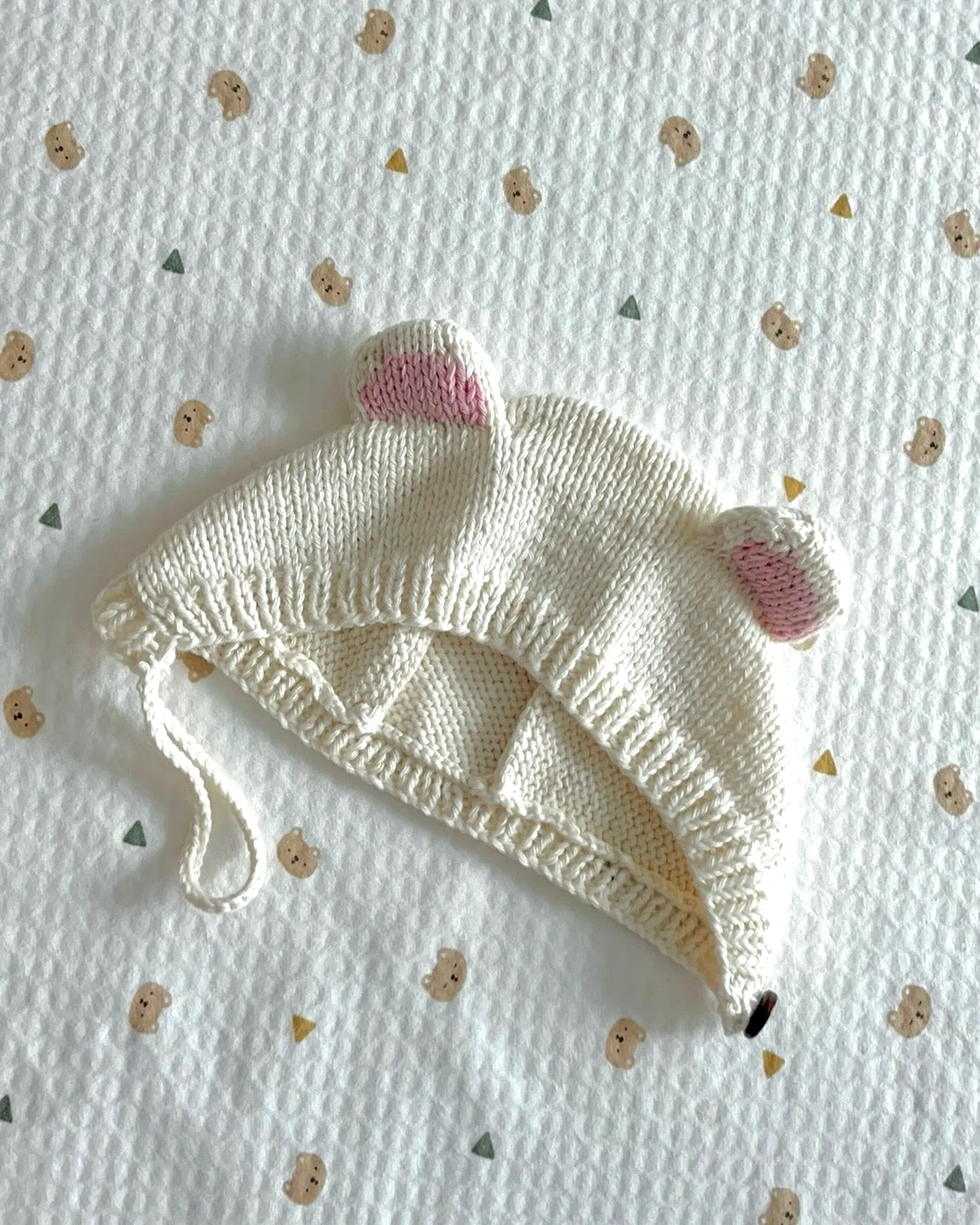 Adorable Crochet Baby Bonnet in Soft Cream with Cute Bear Ears