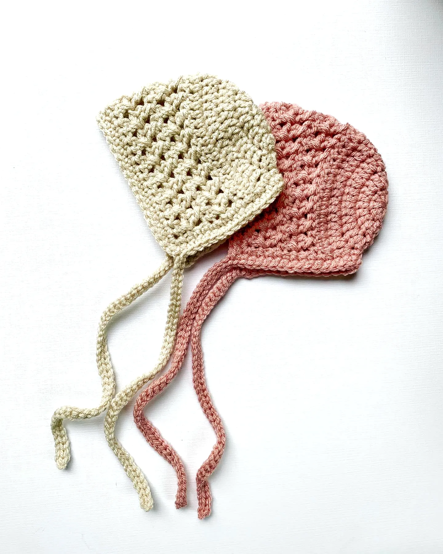 Adorable Crochet Baby Bonnet Set in Soft Blush and Neutral