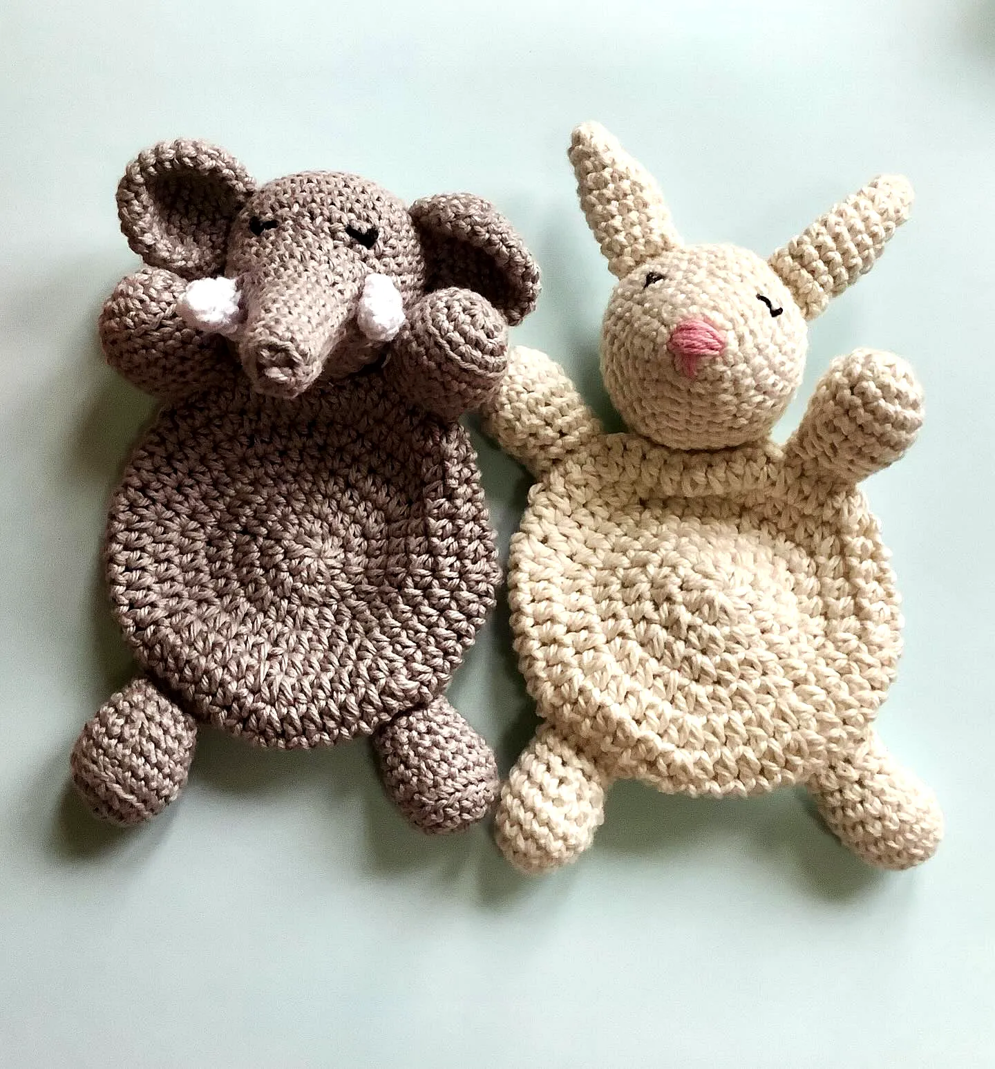 Adorable Crochet Baby Toy Elephant and Bunny in Soft Yarns