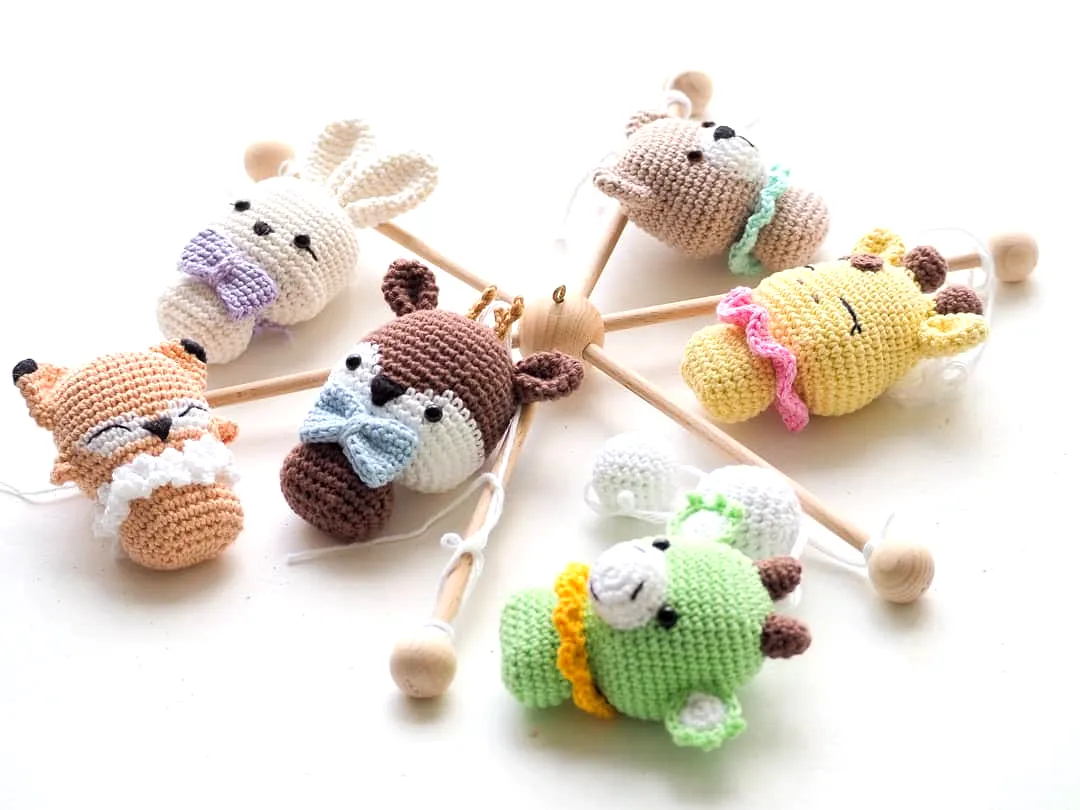 Adorable Crochet Baby Toy Set in Soft Pastel Colors