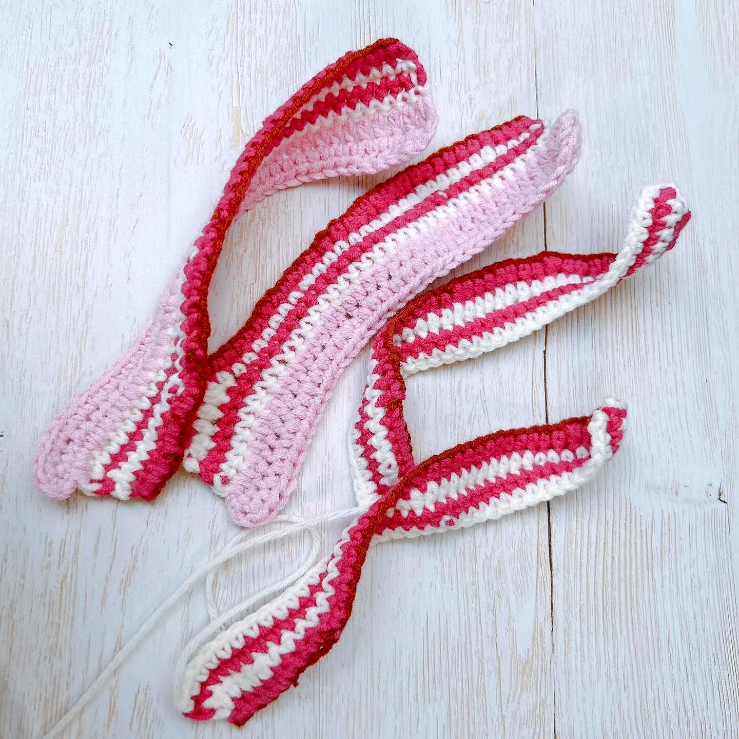 Adorable Crochet Bacon in Pink and White Stylish Design