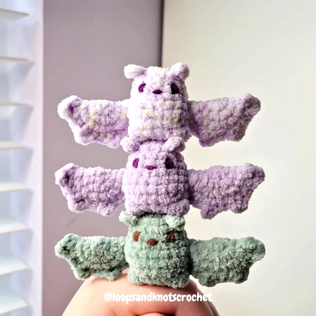 Adorable Crochet Bat in Lavender and Mint