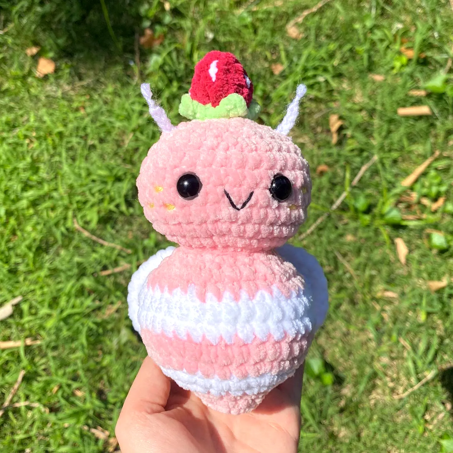 Adorable Crochet Bee Amigurumi in Pink and White Stripes