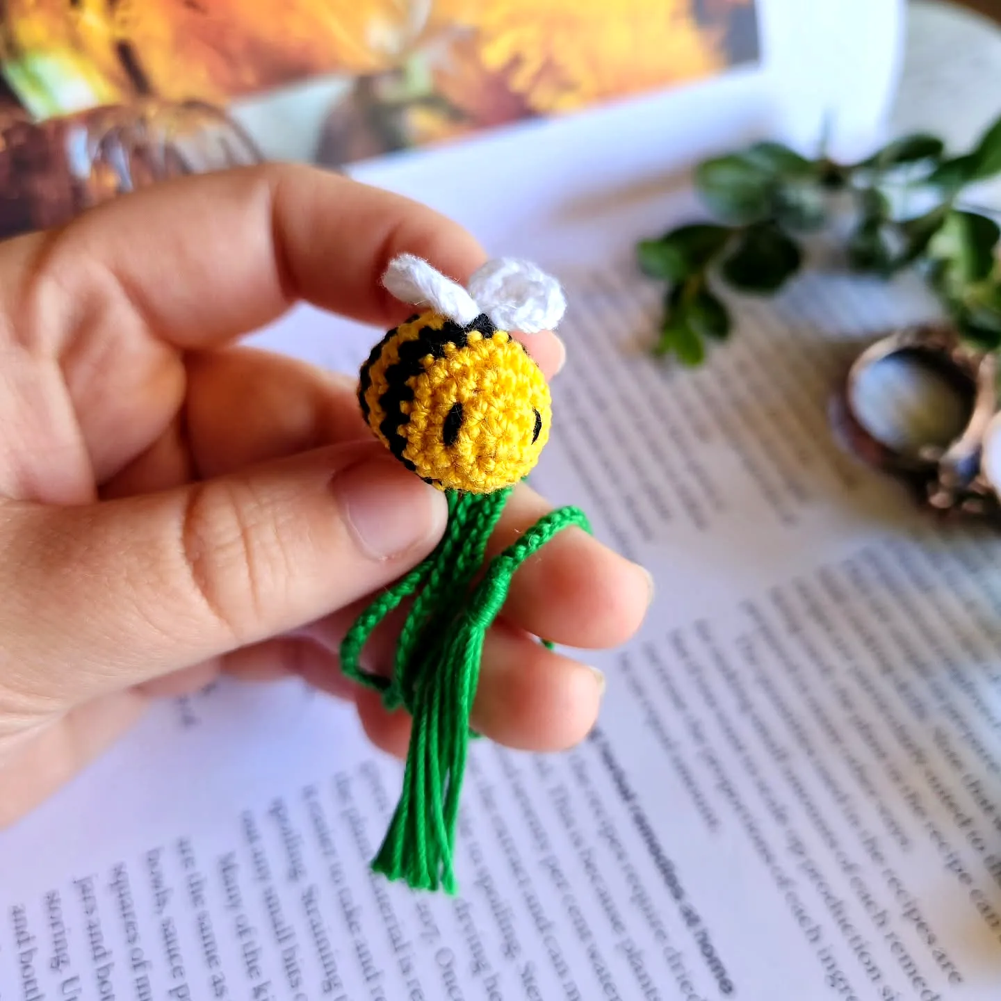 Adorable Crochet Bee in Colorful Yellow and Black Stripes