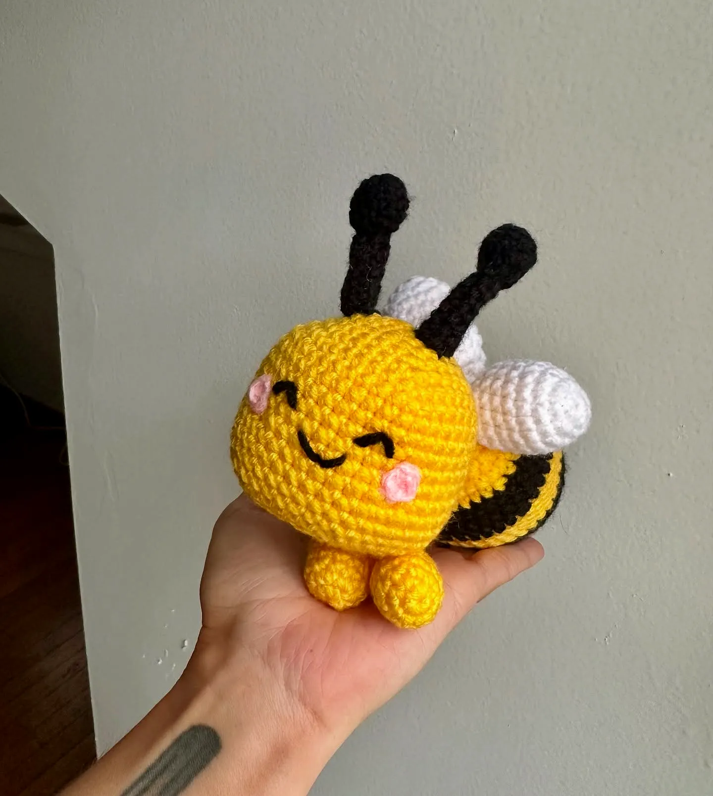Adorable Crochet Bee Plush Toy in Vibrant Yellow and Black