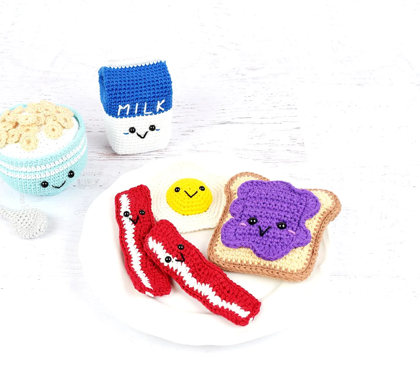 Adorable Crochet Breakfast Set in Vibrant Colors for Crafters