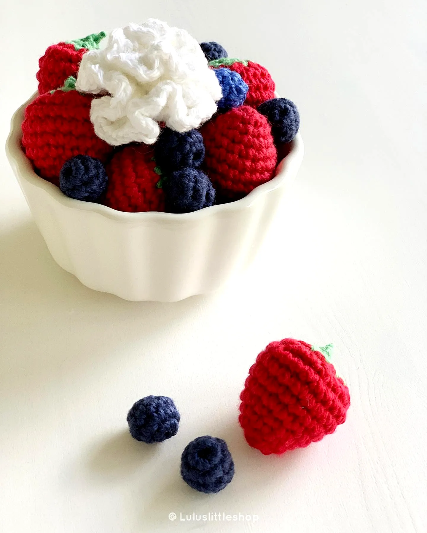 Adorable Crochet Breakfast Set with Colorful Strawberries and Cream