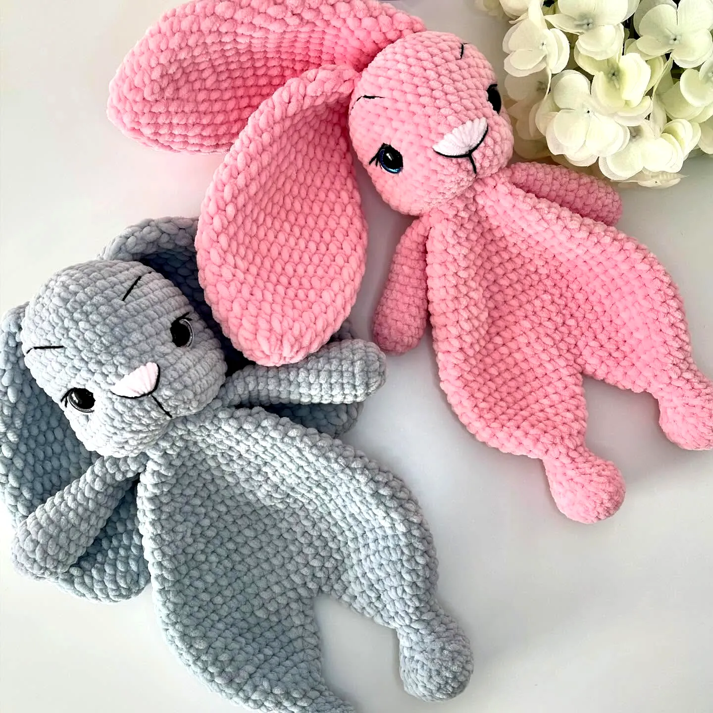 Adorable Crochet Bunny in Pastel Pink and Gray for Beginners