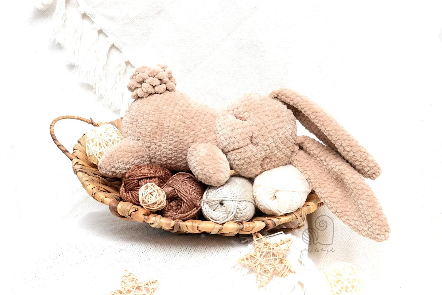 Adorable Crochet Bunny in Soft Beige with Floppy Ears