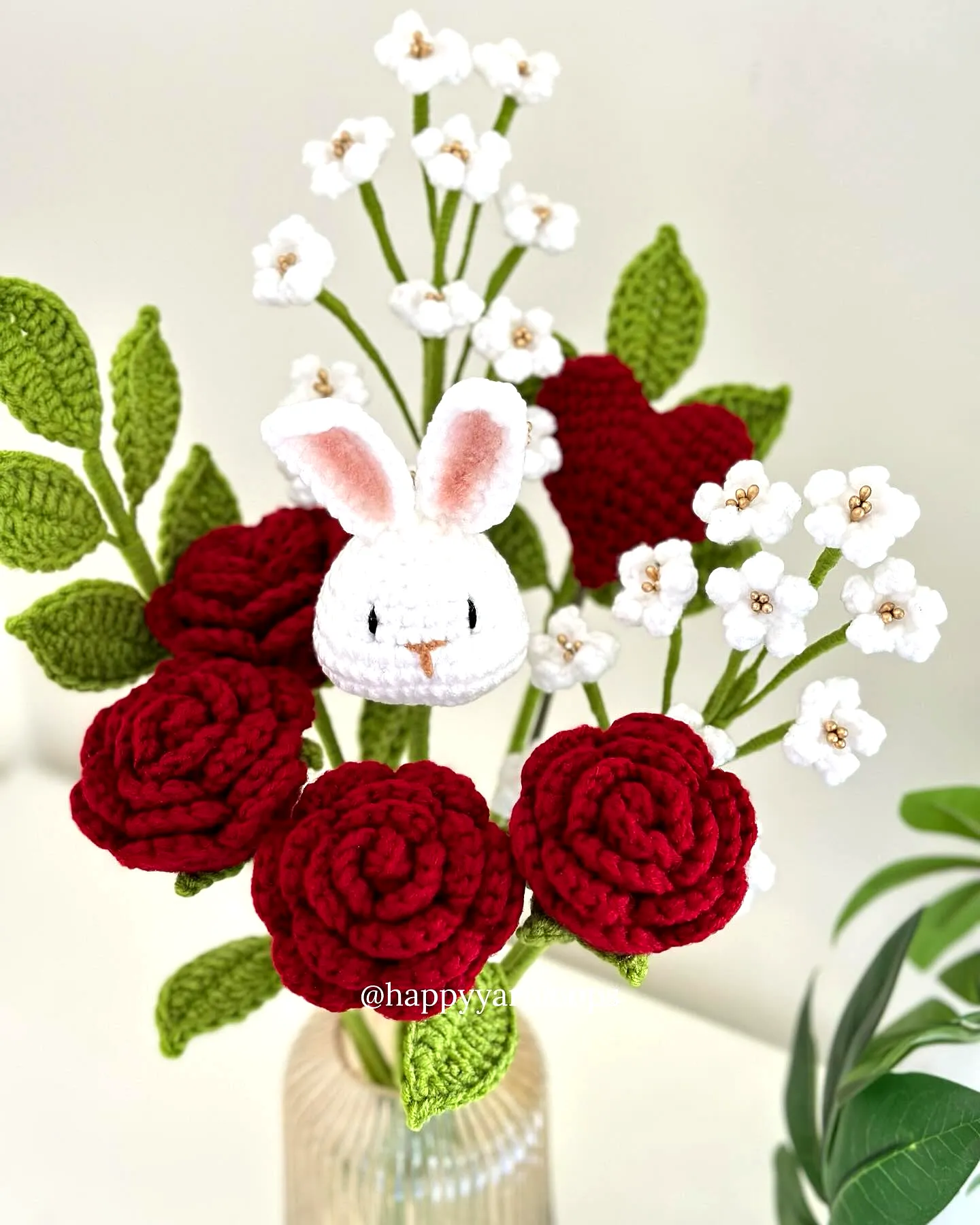 Adorable Crochet Bunny in Soft Pastel Colors with Flowers