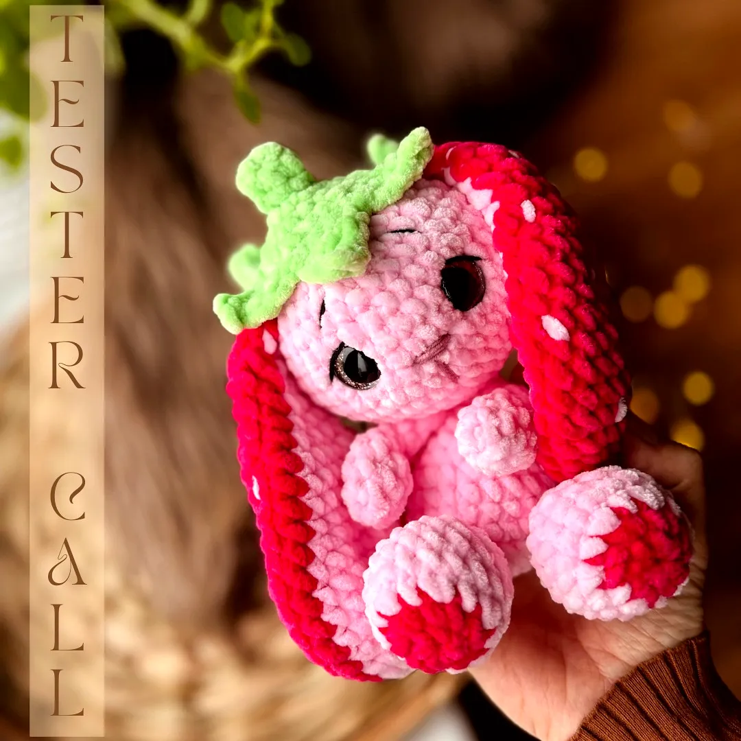 Adorable Crochet Bunny in Vibrant Colors with Strawberry Theme