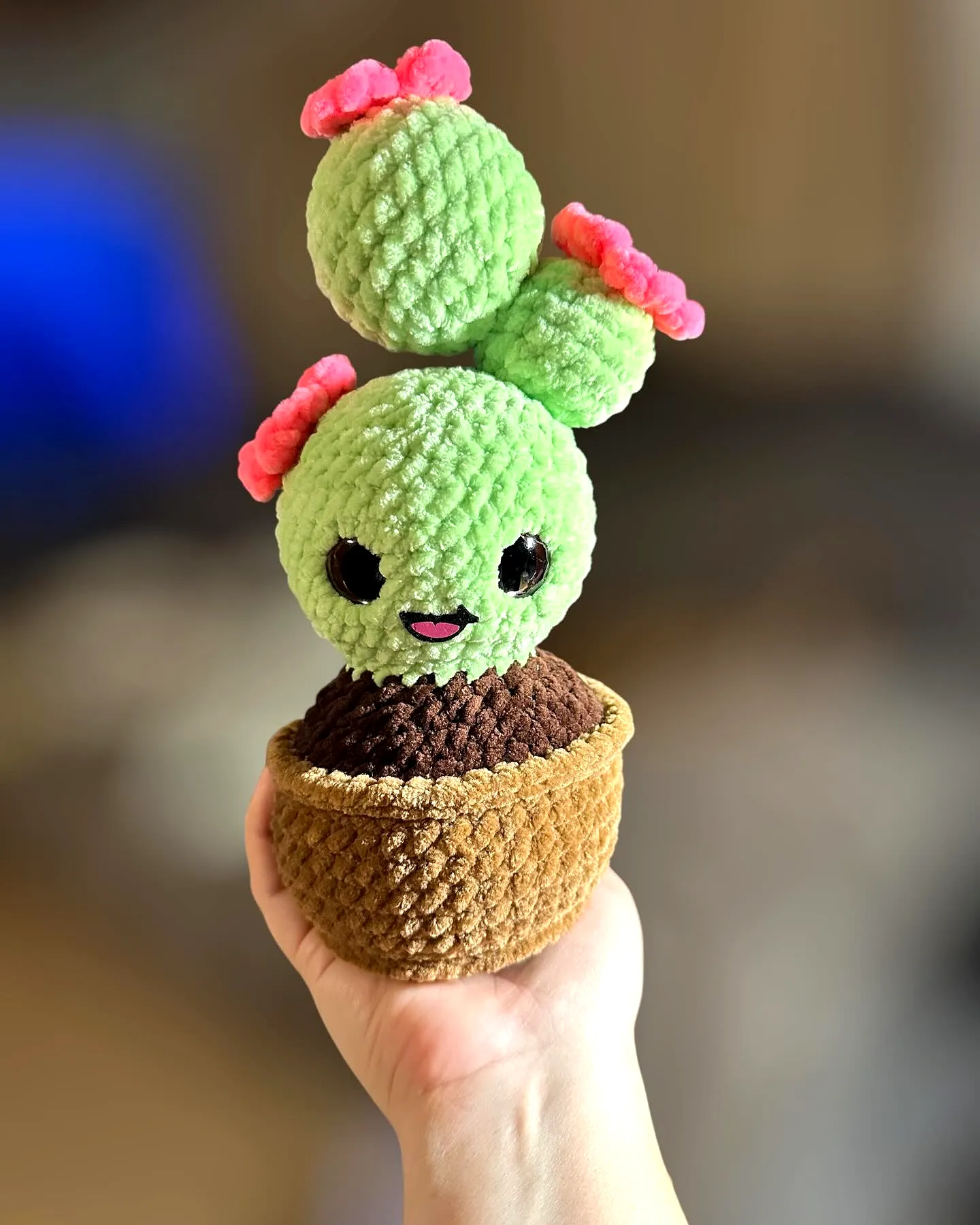 Adorable Crochet Cactus with Vibrant Colors and Cute Design