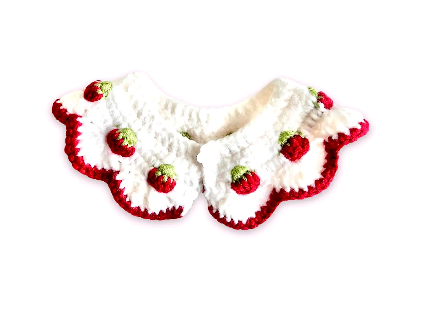 Adorable Crochet Cat Collar with Colorful Strawberry Motifs