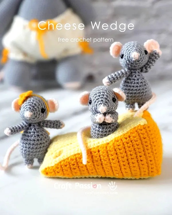 Adorable Crochet Cheese Wedge in Vibrant Yellow and Orange