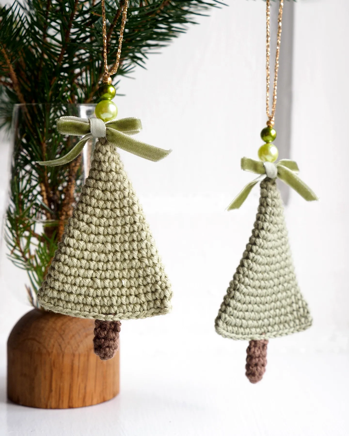 Adorable Crochet Christmas Ornament in Soft Green Yarn