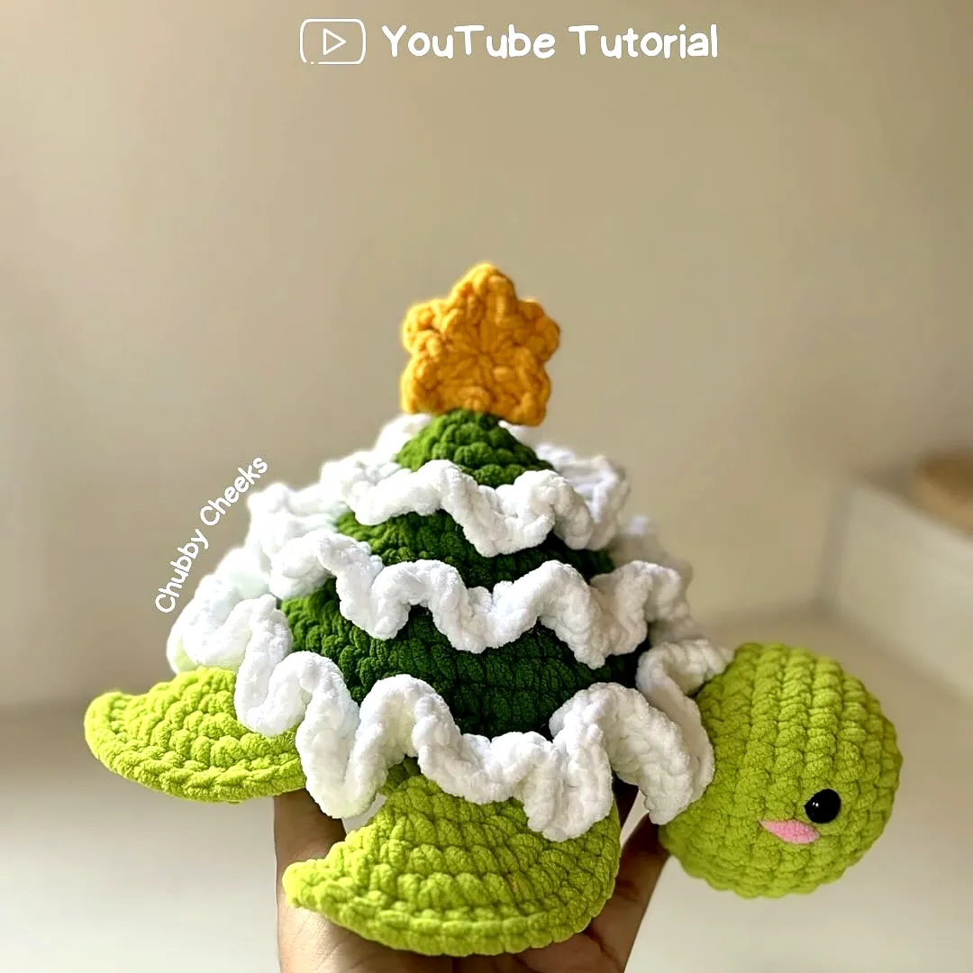Adorable Crochet Christmas Ornament Turtle with Tree Design