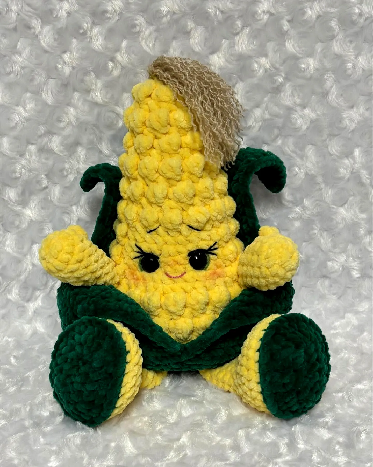 Adorable Crochet Corn Plush in Vibrant Yellow and Green