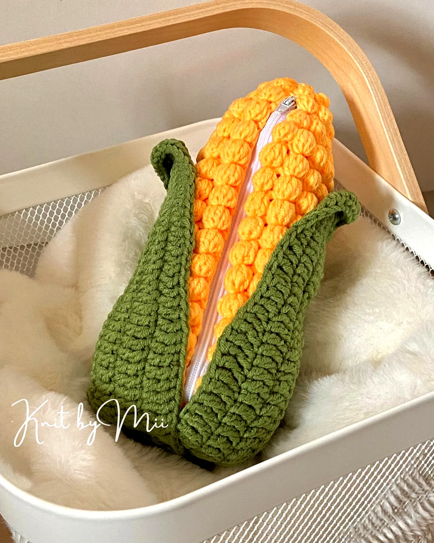 Adorable Crochet Corn Storage Pouch in Vibrant Yellow and Green