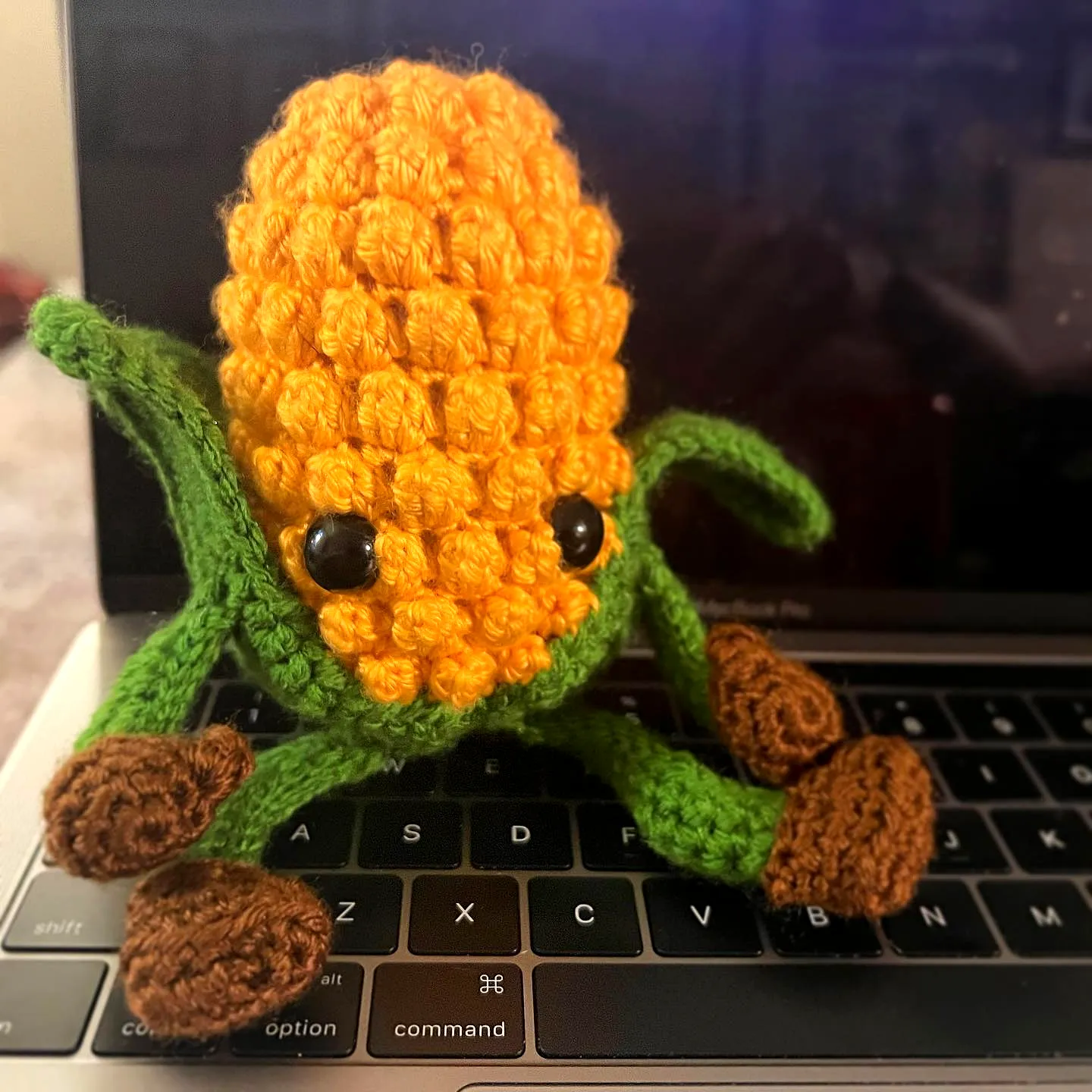 Adorable Crochet Corn Toy in Textured Golden Yellow