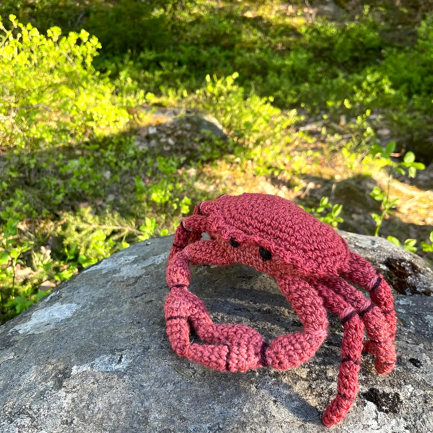 Adorable Crochet Crab in Vibrant Reddish-Pink Yarn
