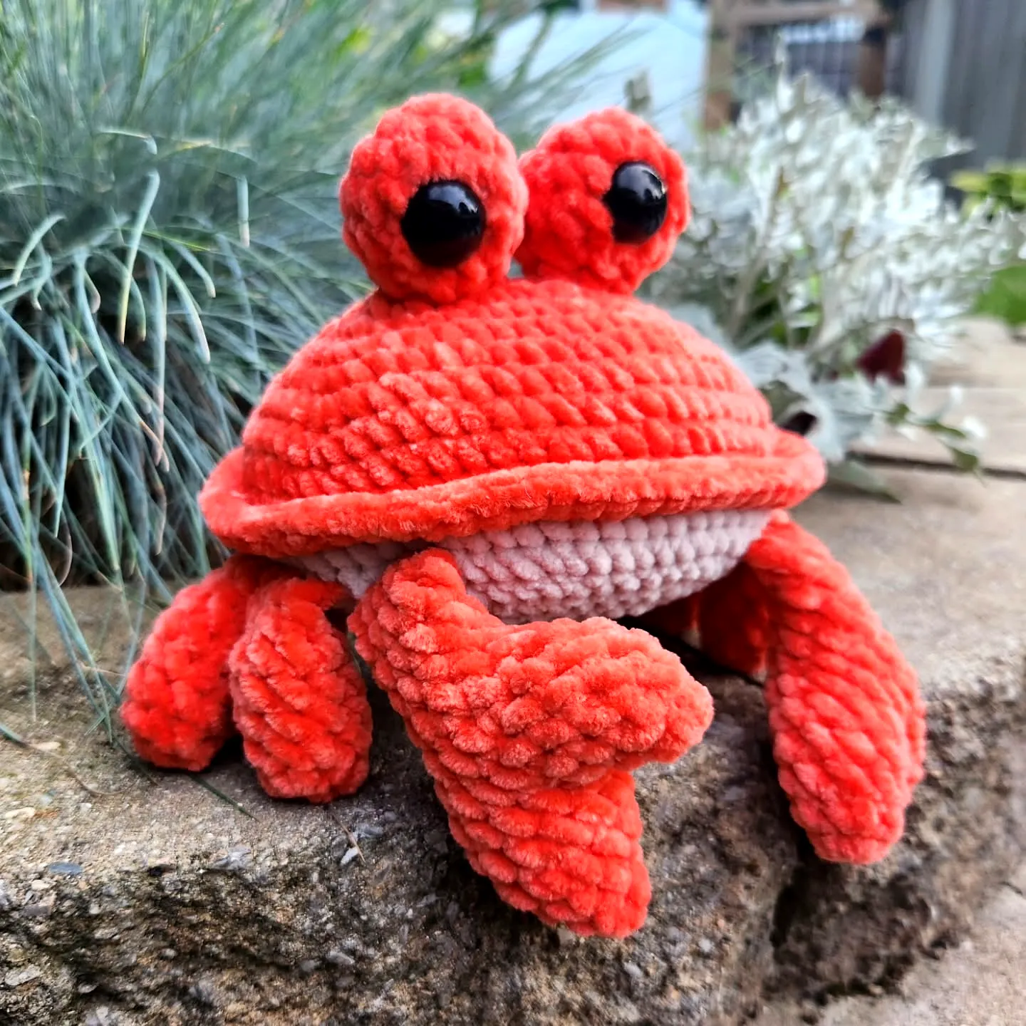 Adorable Crochet Crab Plush Toy in Vibrant Orange and White
