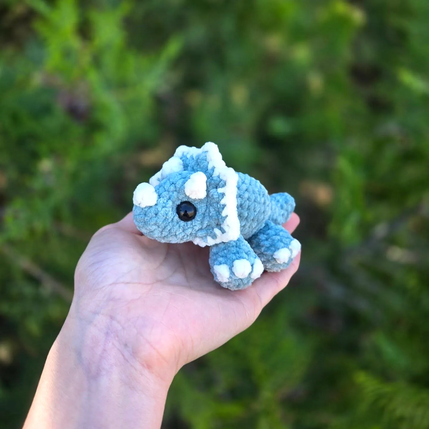 Adorable Crochet Dinosaur Amigurumi Triceratops in Blue