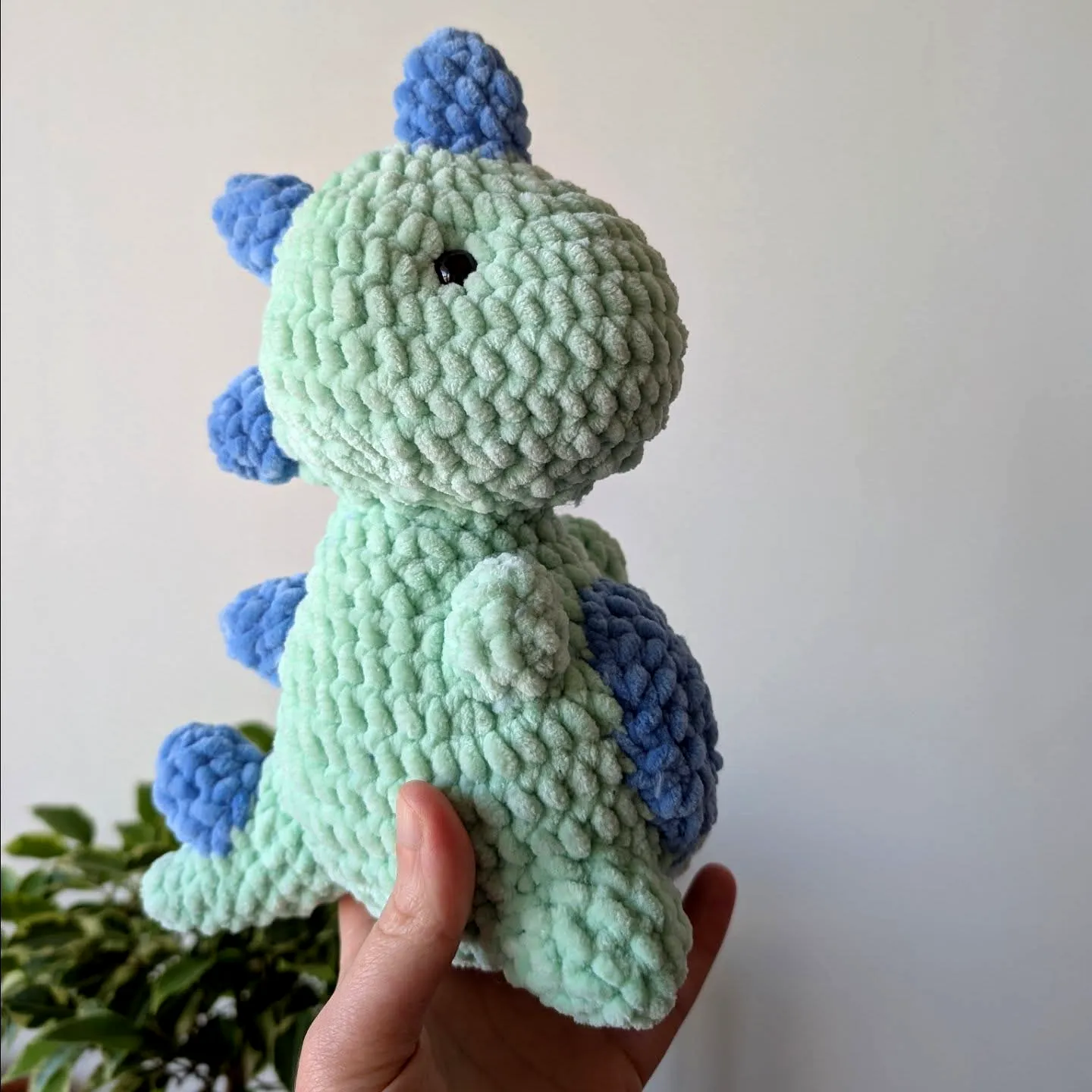 Adorable Crochet Dinosaur in Soft Green and Blue
