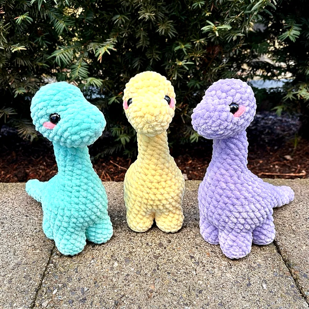 Adorable Crochet Dinosaur in Soft Pastel Colors with Texture