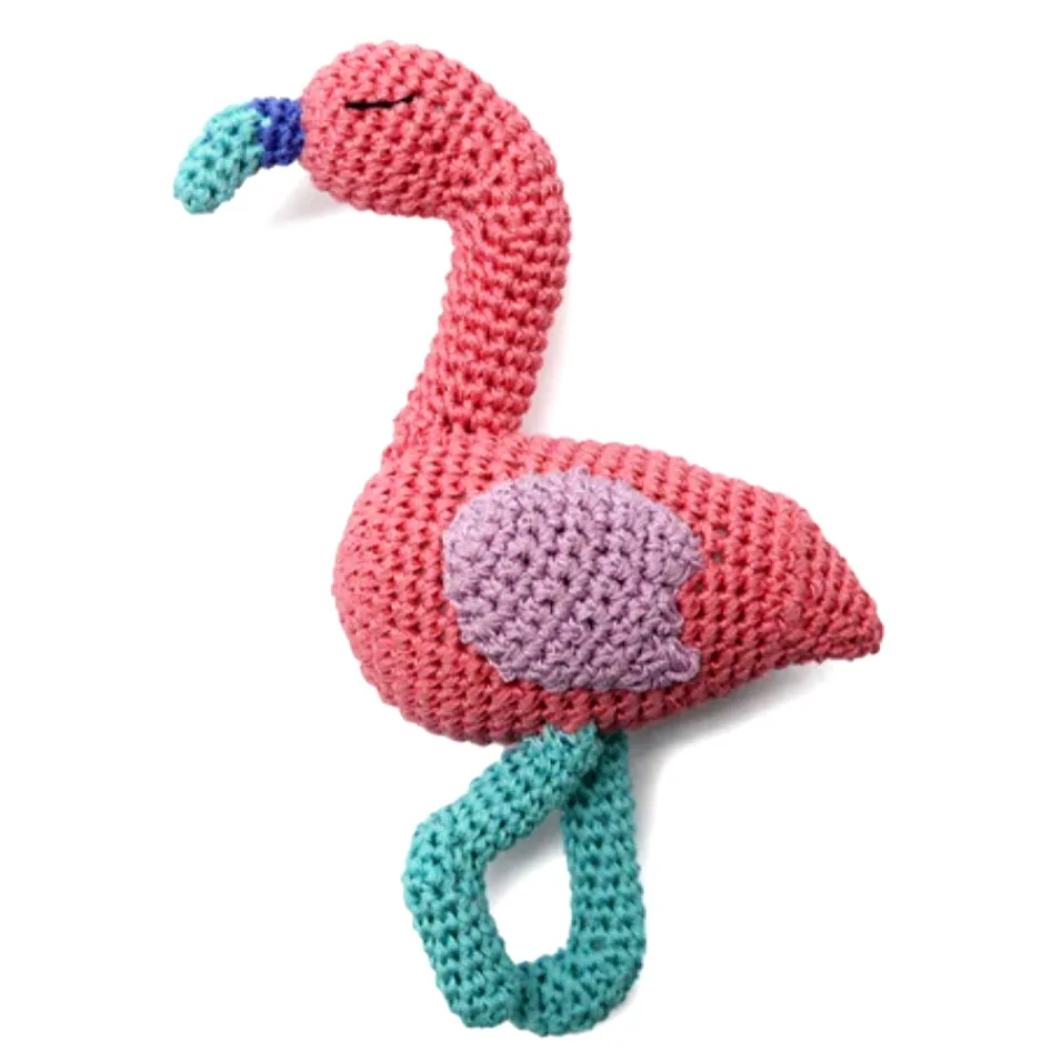 Adorable Crochet Dog Toy Vibrant Pink Flamingo Design for Fun