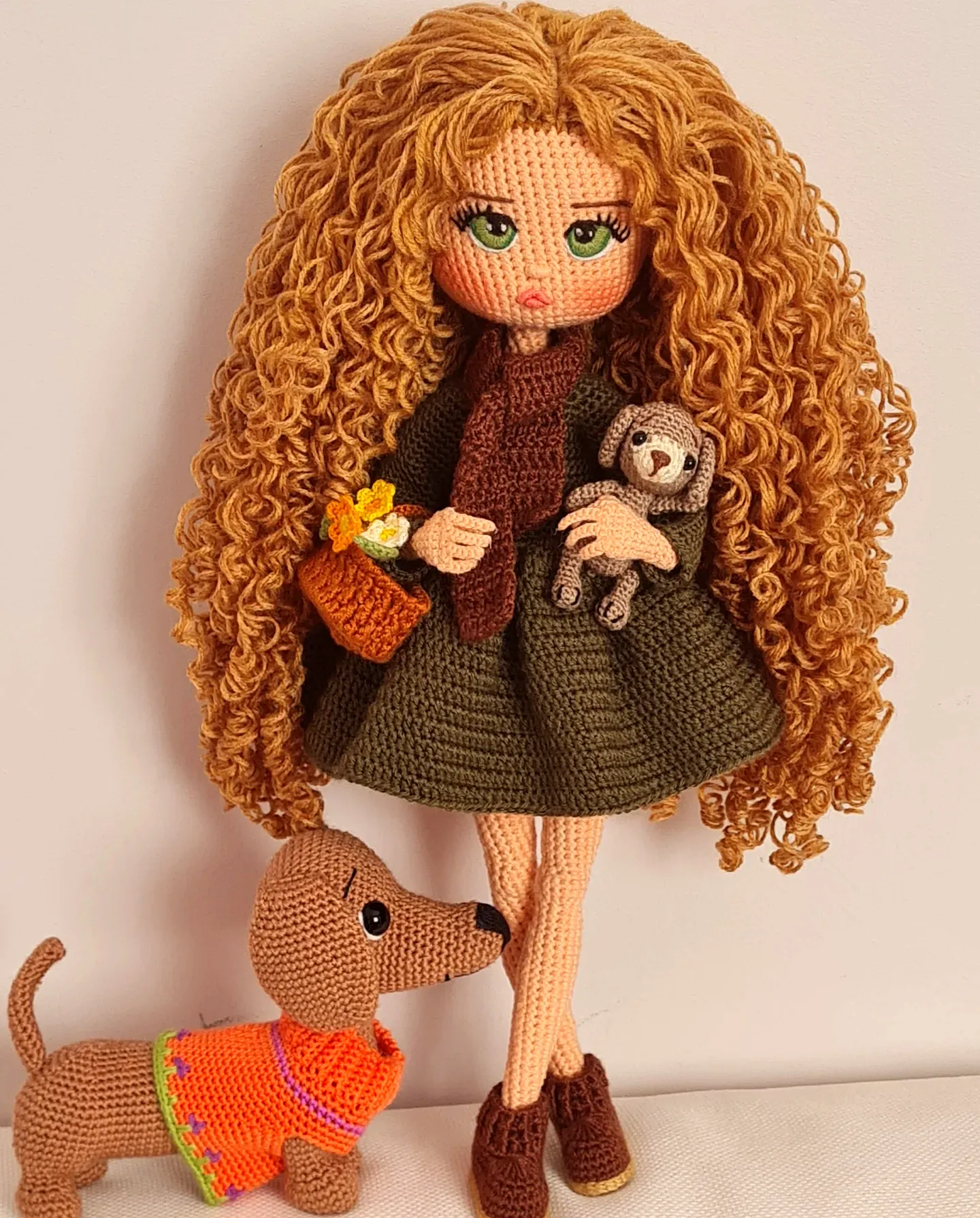 Adorable Crochet Doll in Vibrant Colors with Cute Accessories