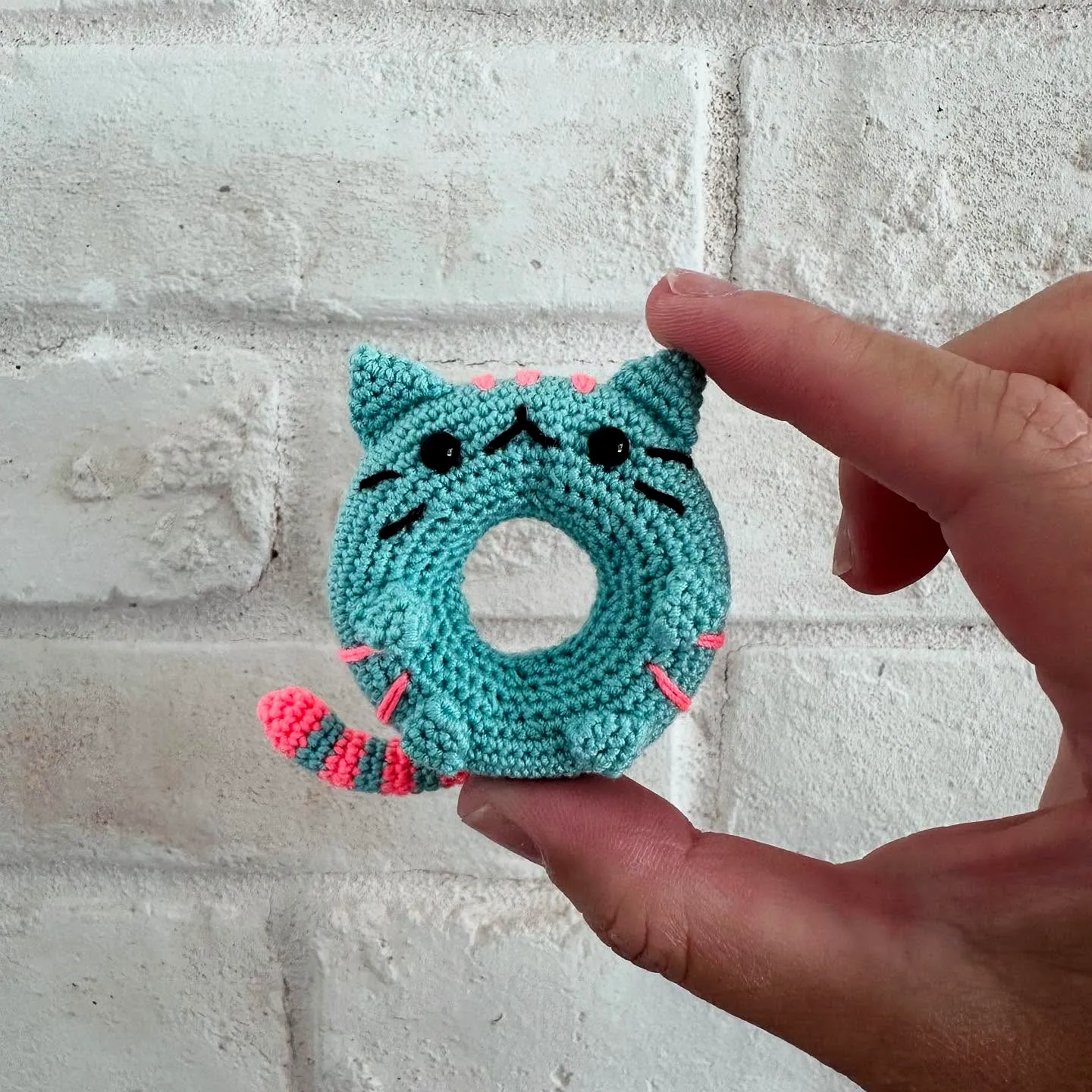 Adorable Crochet Donut in Pastel Teal and Pink for Intermediates