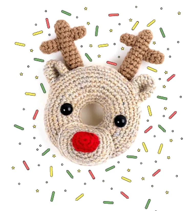 Adorable Crochet Donut Reindeer Plush Toy
