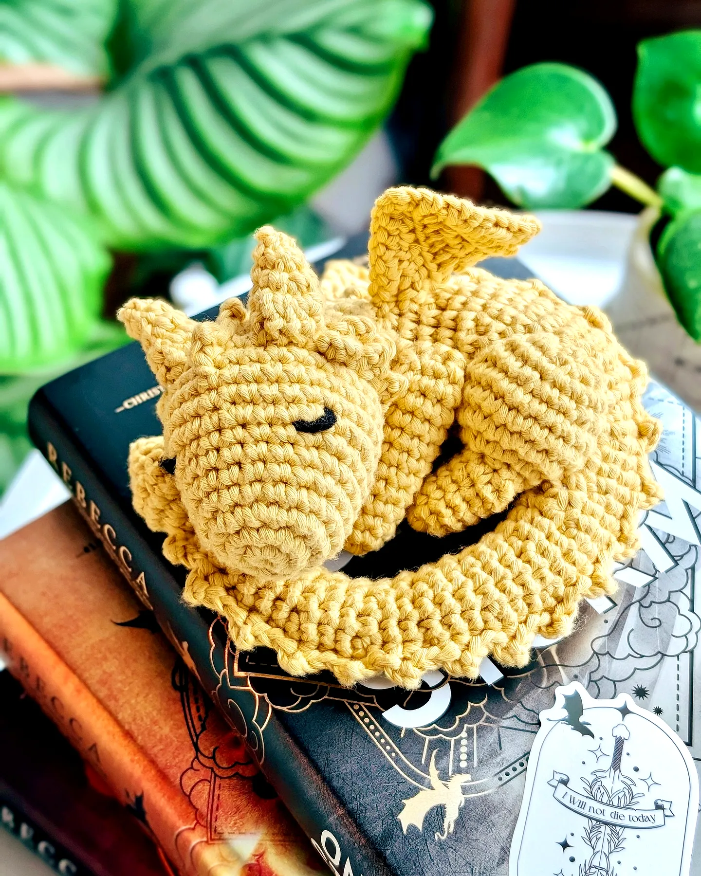 Adorable Crochet Dragon in Soft Yellow with Textured Design