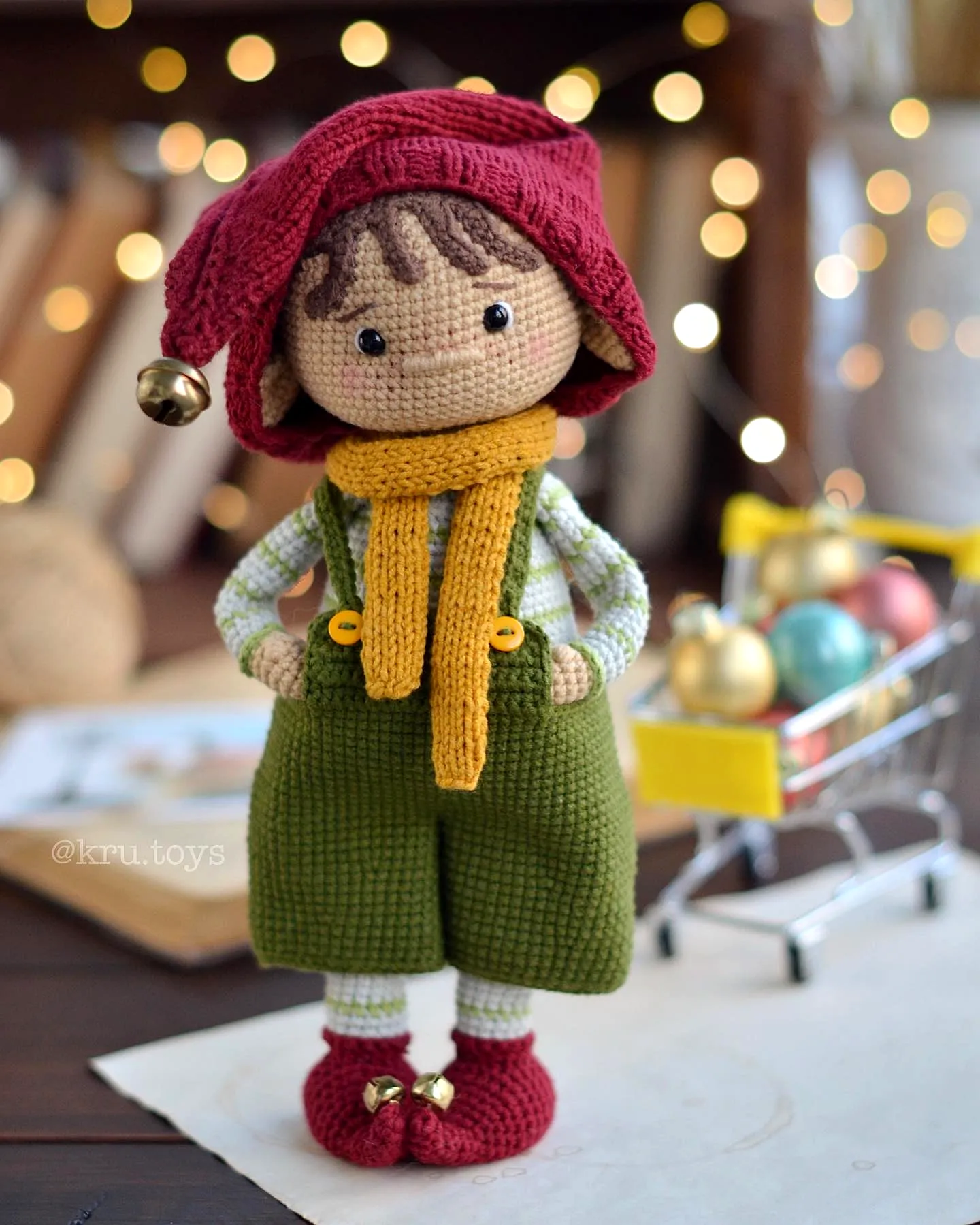 Adorable Crochet Elf in Vibrant Red and Green
