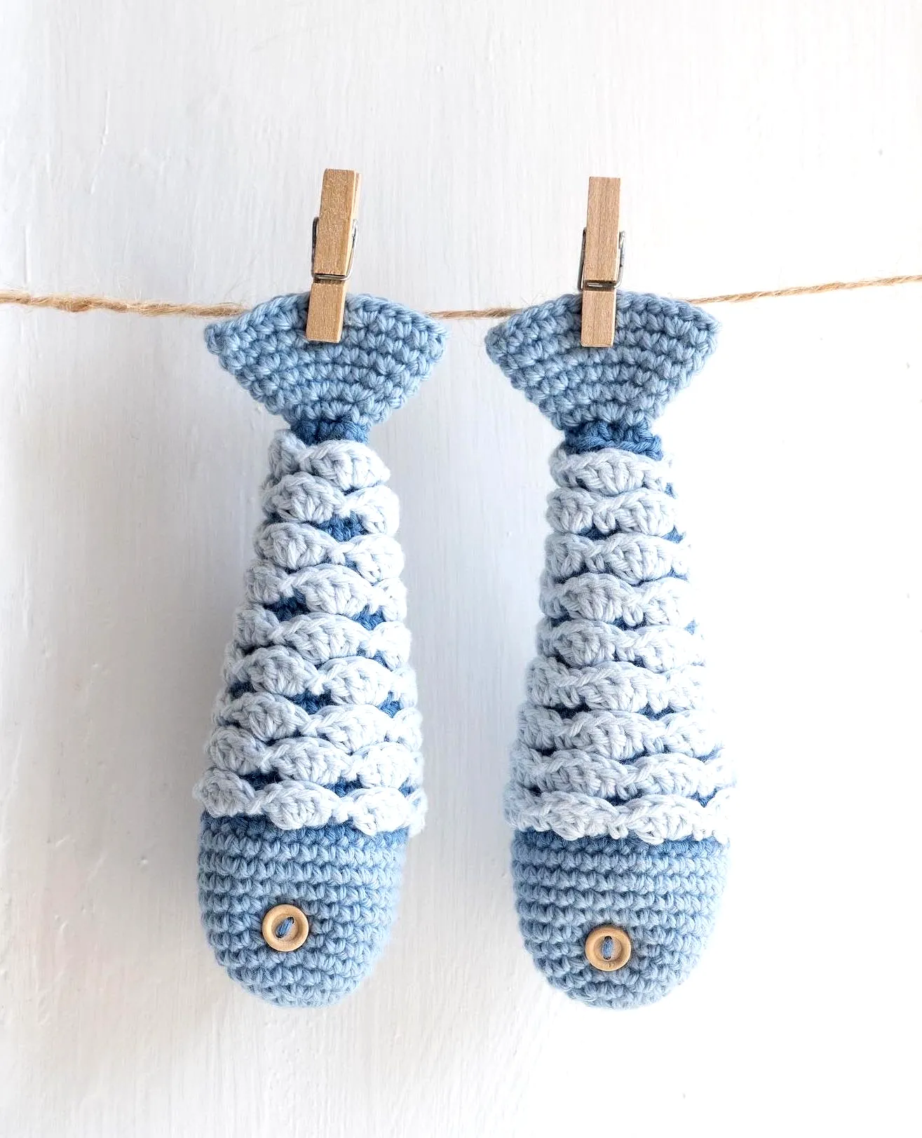 Adorable Crochet Fish Toy in Two-tone Blue