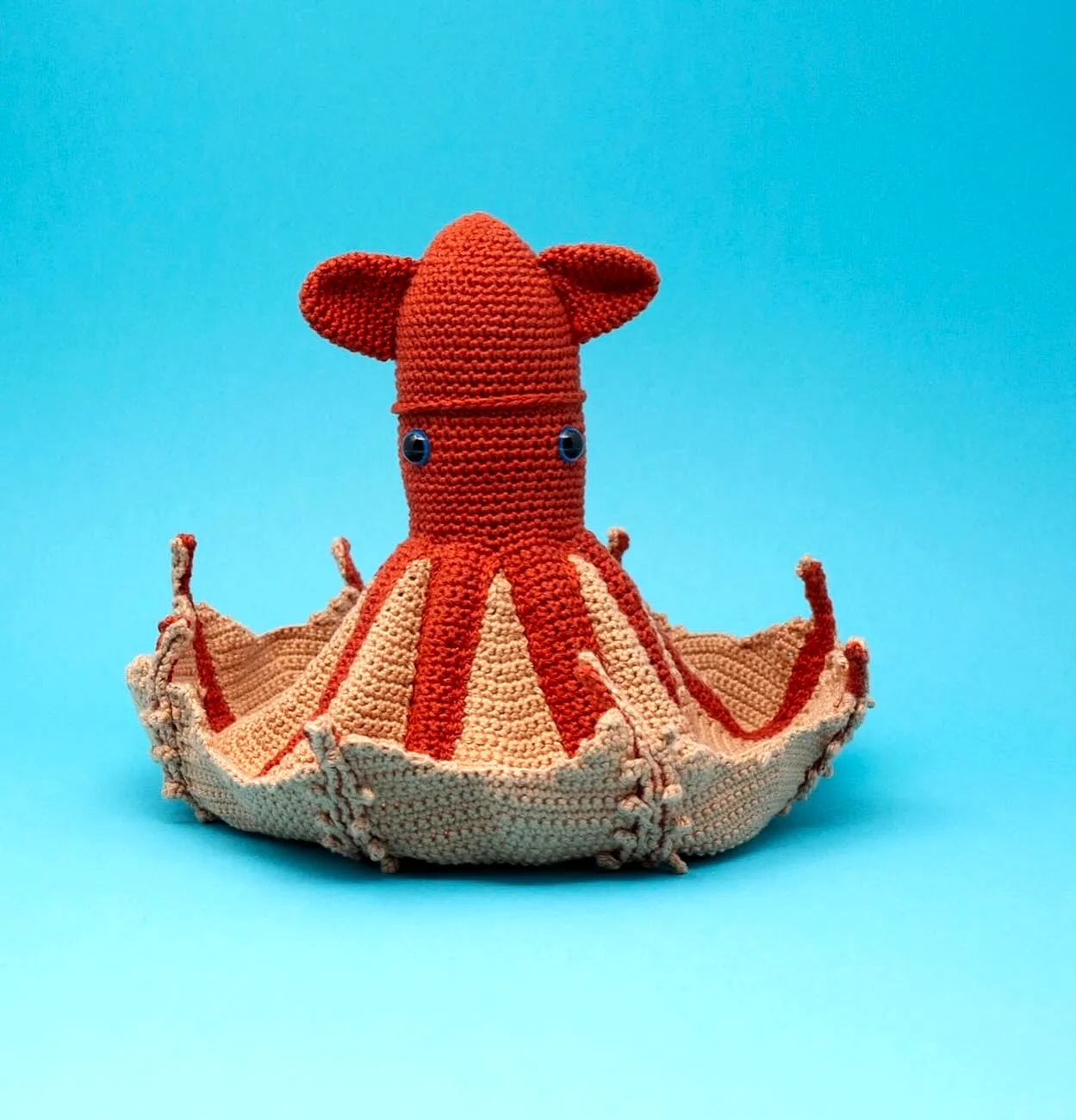 Adorable Crochet Fish Toy in Vibrant Orange and Beige