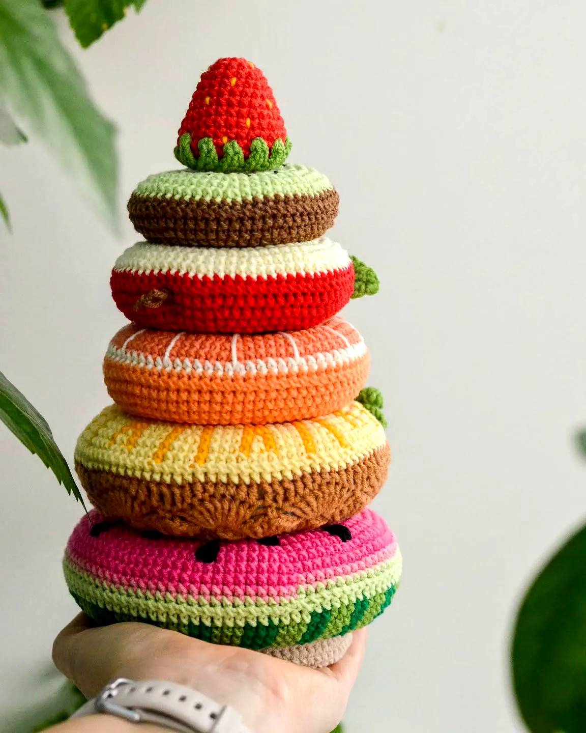 Adorable Crochet Food Toy in Vibrant Colors and Layers