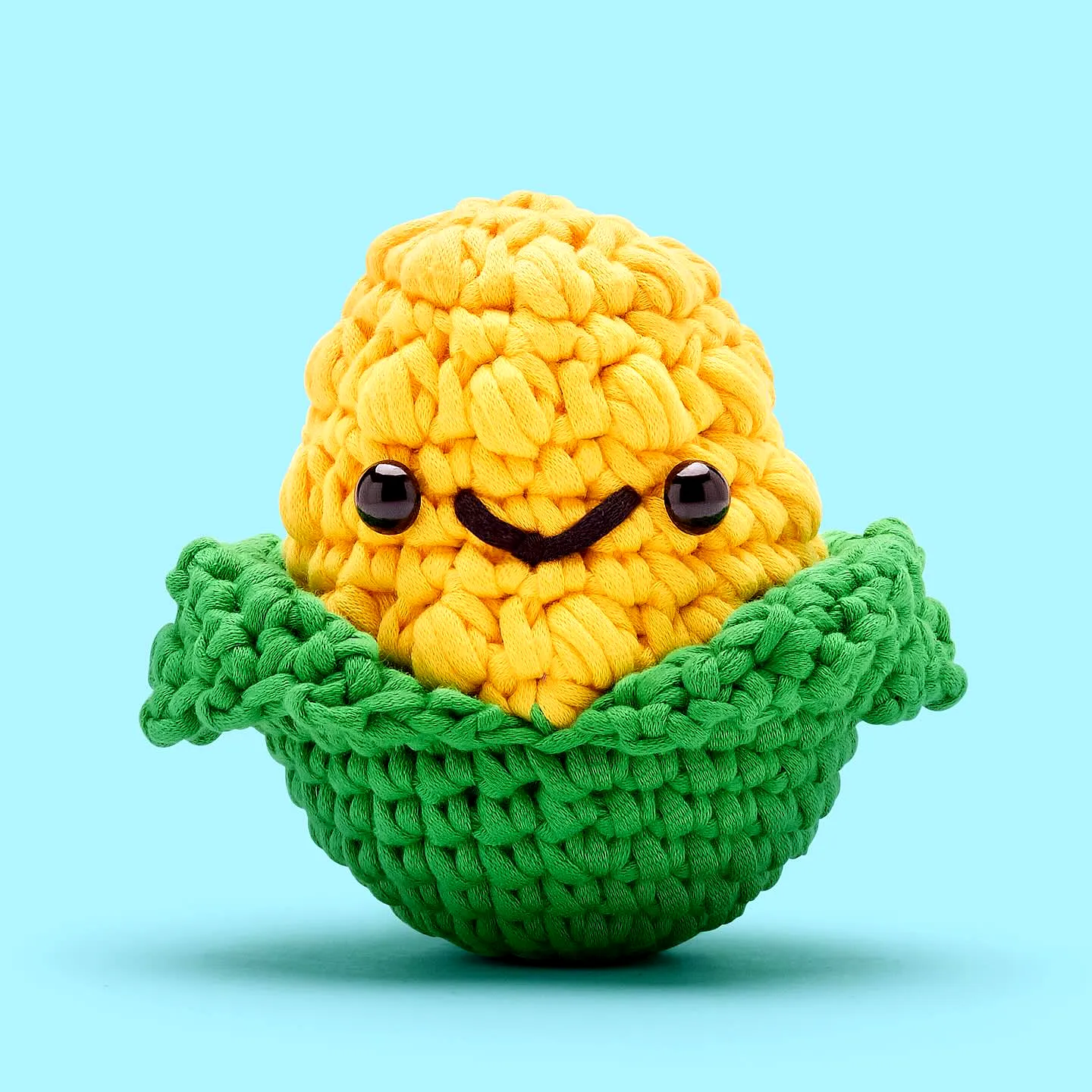 Adorable Crochet Food Toy in Vibrant Yellow Corn Design