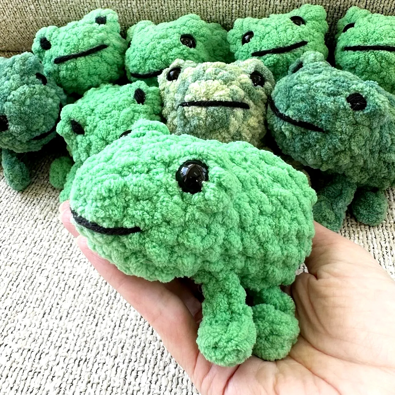Adorable Crochet Frog in Fluffy Green Yarn