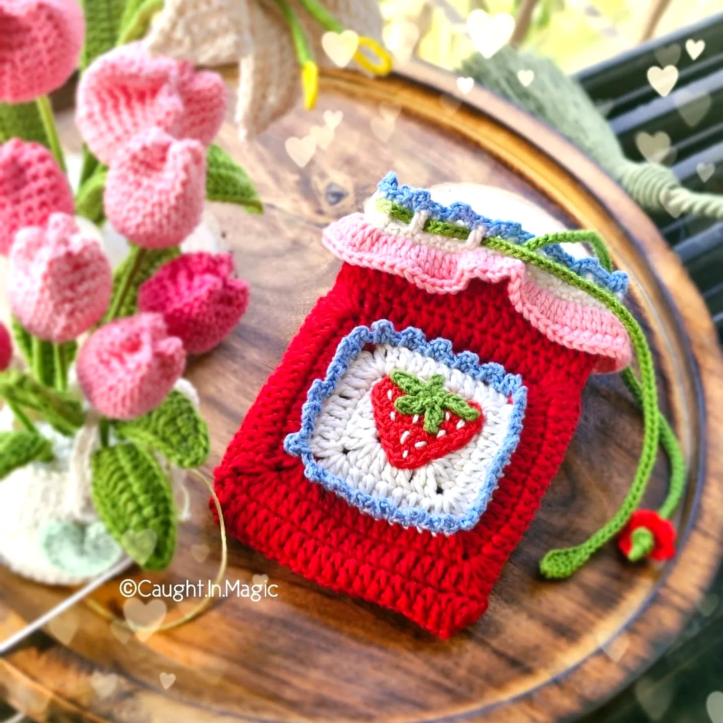 Adorable Crochet Gift Bag in Vibrant Strawberry Style