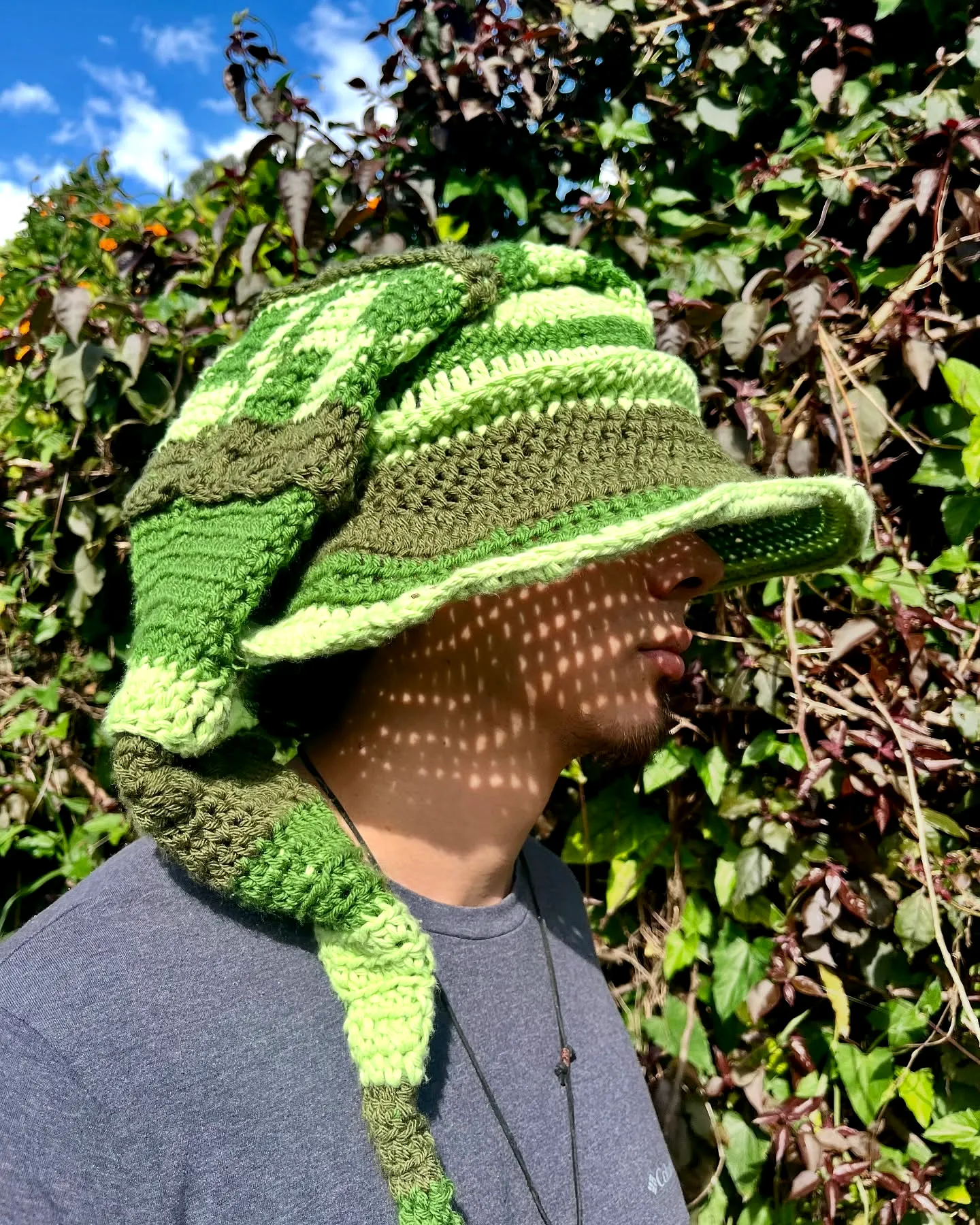 Adorable Crochet Gnome Hat in Soft Green with Elongated Tail