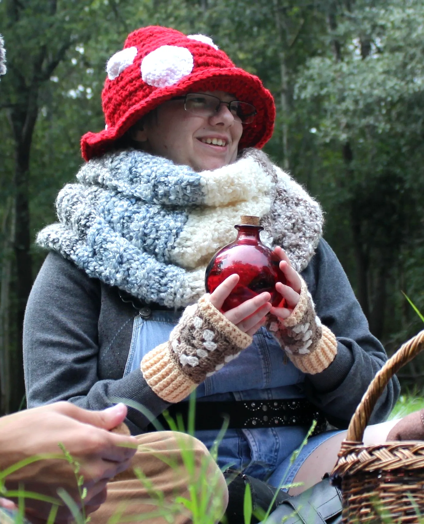 Adorable Crochet Gnome Hat in Vibrant Red with White Spots