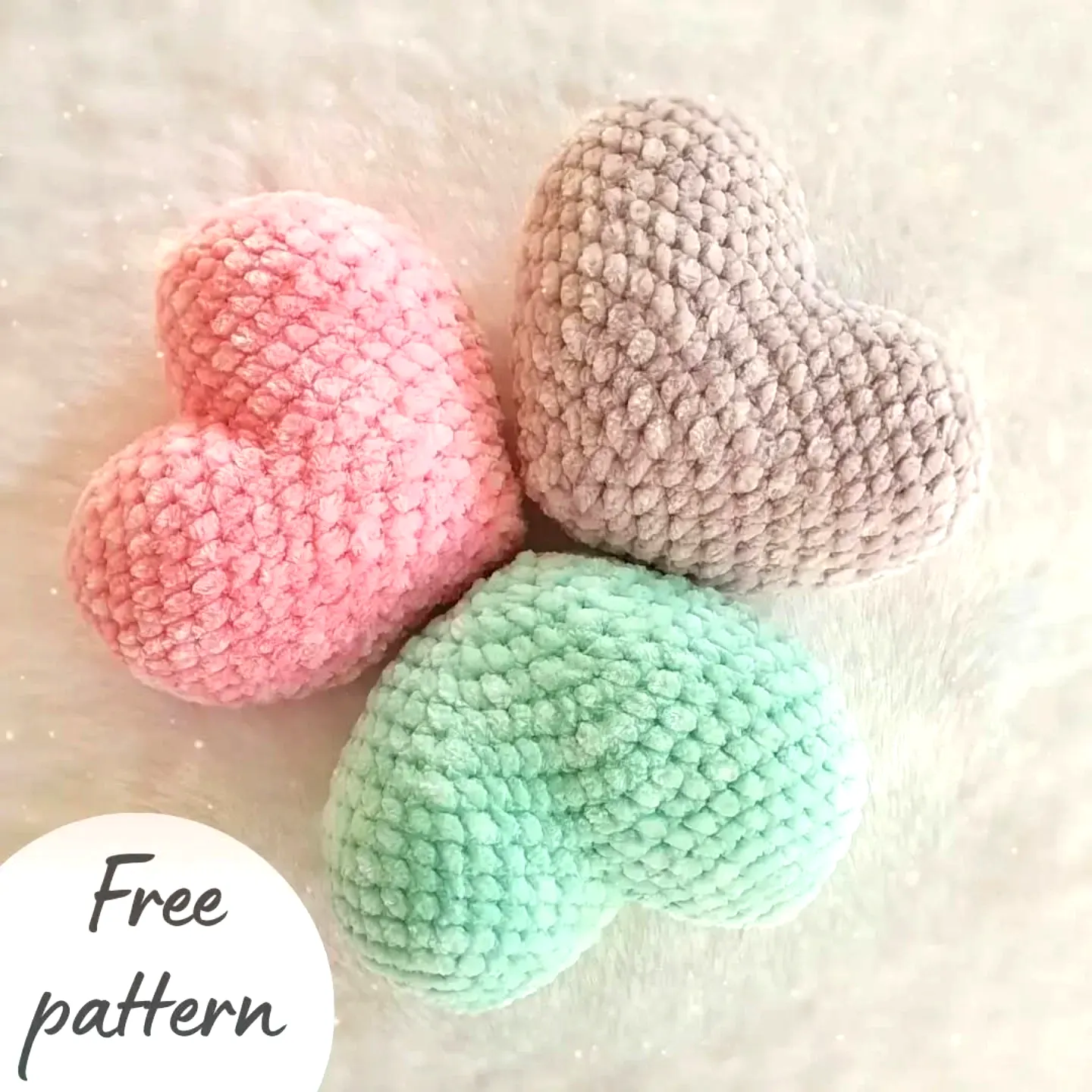 Adorable Crochet Heart Plush in Pastel Colors